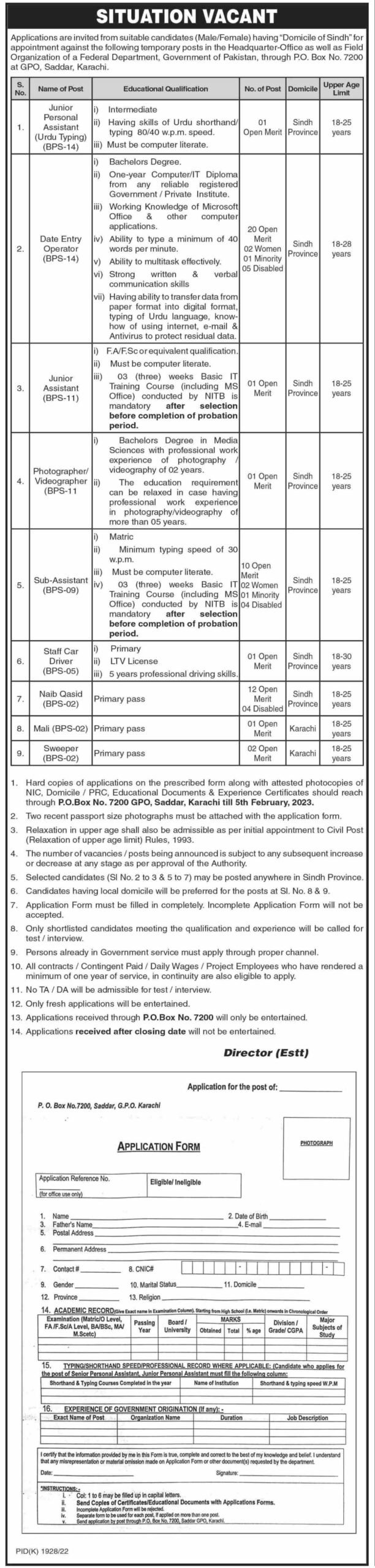 Latest Jobs in Federal Govt. Department 2023 Online Apply 2 Latest Federal Government Department Jobs-2023