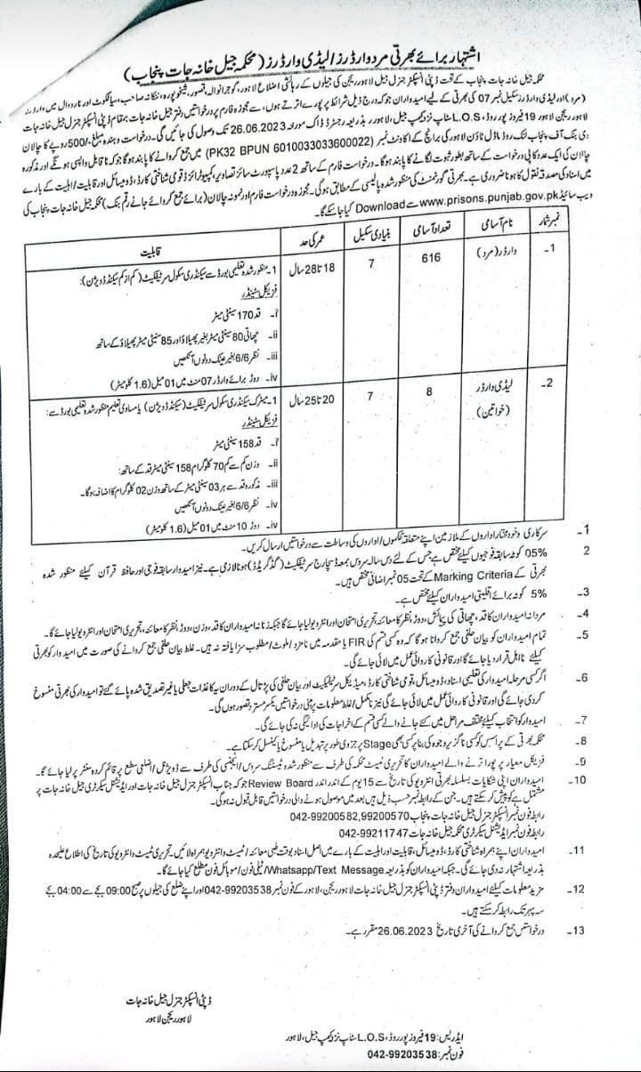 Jail Police Jobs 2023 In Punjab Prisons Department 1 Punjab Jail Police Jobs 2023 online apply